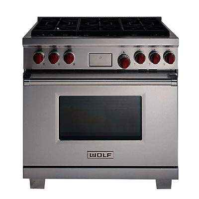 Wolf ICBDF366 Dual Fuel Range Cooker, Stainless Steel Wolf ICBDF366 Dual Fuel Range Cooker, Stainless Steel